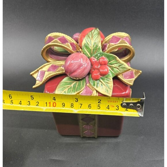 Fitz & Floyd Classics Renaissance Red Ceramic Gift Box With Gold Accents excelle - Picture 9 of 9